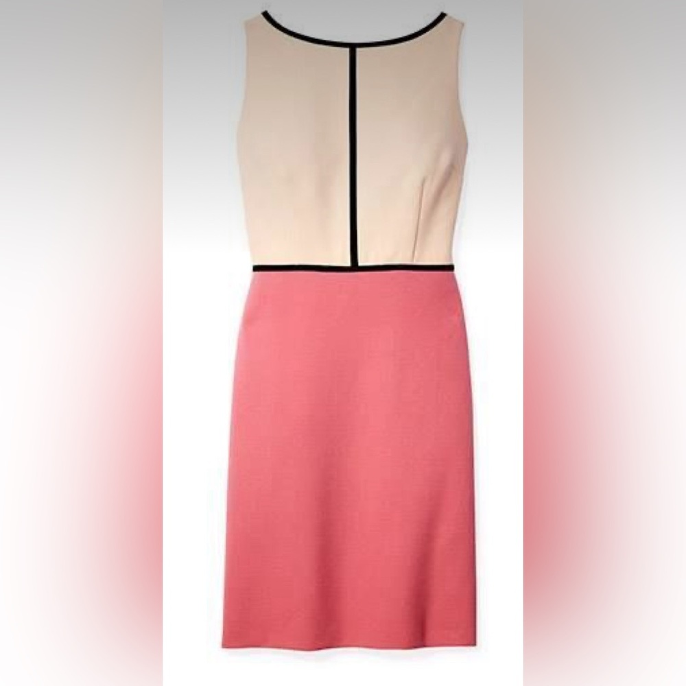 Loft Color Block Cream and Pink Sheath Dress